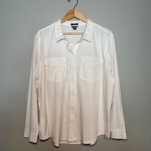 Eddie Bauer Departure Shirt White Long Sleeve Button Up Stretch XXL 1699065